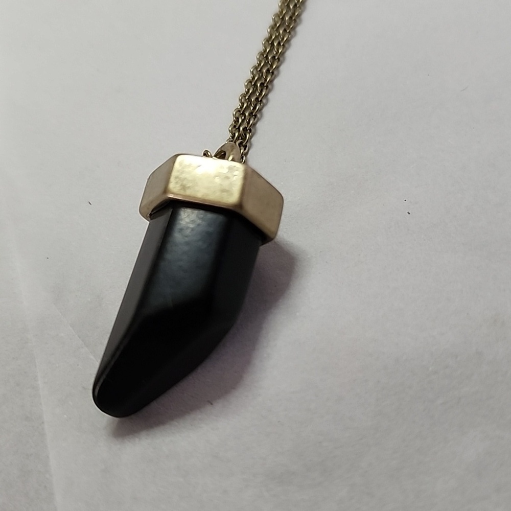 Lydell Vintage Bronze Tones Necklace Simulated Onyx - Picture 7 of 10